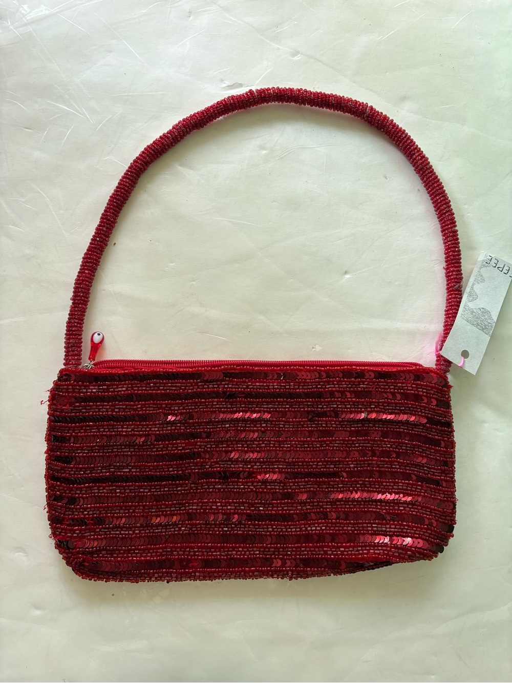Red Sequin Beaded Shoulder Bag - Women